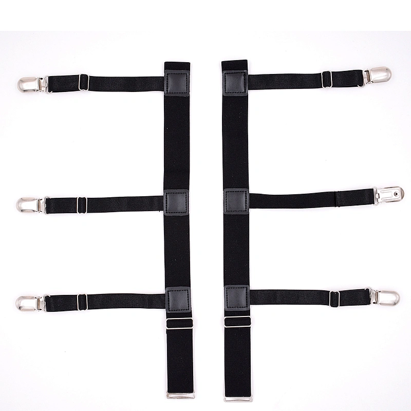 Wholesale Mens Shirt Holder Straps Adjustable Elastic Shirts Garters with Non-slip Locking Clamps