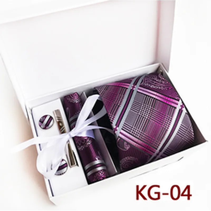 Classic Stripe Men Ties and Hanky Set Custom Neckties with Pocket Squares Tie Clip Pocket Square and Cufflink Set in Gift Box