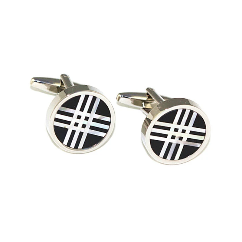 Men's fashion groomsmen sliver blank shell cufflinks