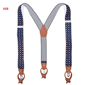 latest 3.5cm width elastic 6 button men's strap clip Dual-use Brown Leather Adjustable suspenders for dress trousers