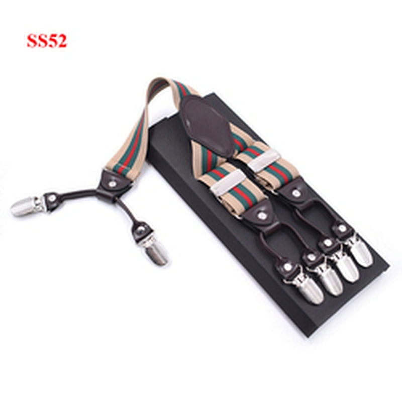 High Quality 3.5cm width elastic adjustable Jacquard Woven 6 Clip Y Shape Wedding Suspenders For Men Trousers