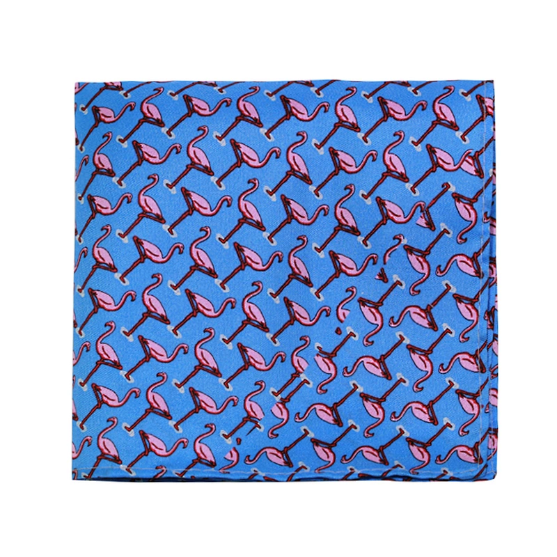 Printing 100% Silk Men's Cute Animal Pattern Pocket Squares Handkerchief