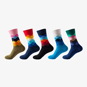 custom 40 units of men's novelty woven colorful crew patterned socks size EU37-44