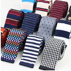 Knitted Coral Tie Krawatte Seide Mens Striped Knitted Necktie Knitted Ties Men Custom Logo polyester Knitted Tie