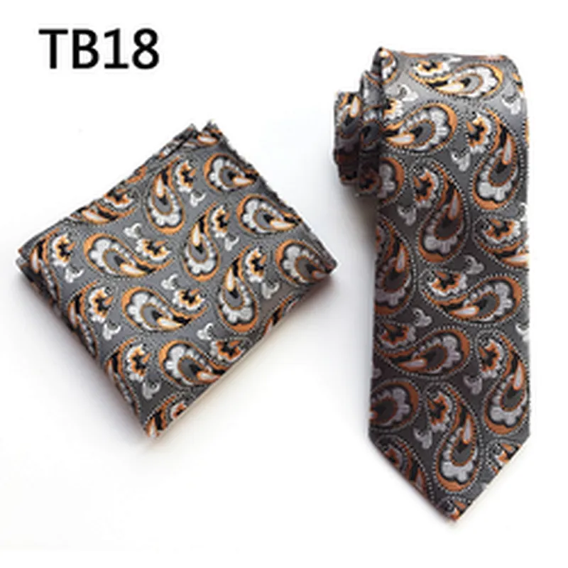 Wholesale Men Ties and Hanky Set Fashion Floral Neckties with Pocket Square Grid Ensemble Cravate Mouchoirs