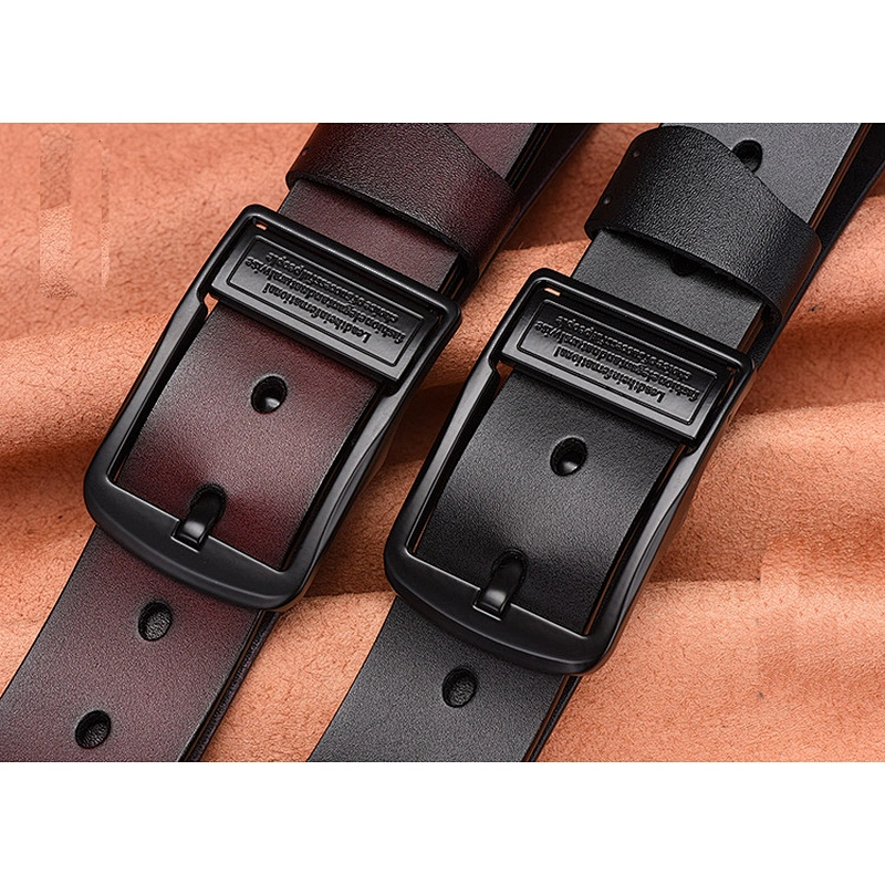 Wholesale Custom New Adjustable Casual Pin Buckle Belt Fashion Luxury Business Men Black Genuine Leather Belt