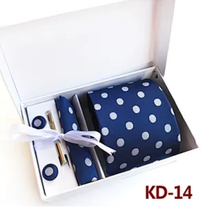 Classic Dot Neckties with Pocket Squares Custom Men Ties and Hanky Set Tie Clip Pocket Square and Cufflink Set Gift Box
