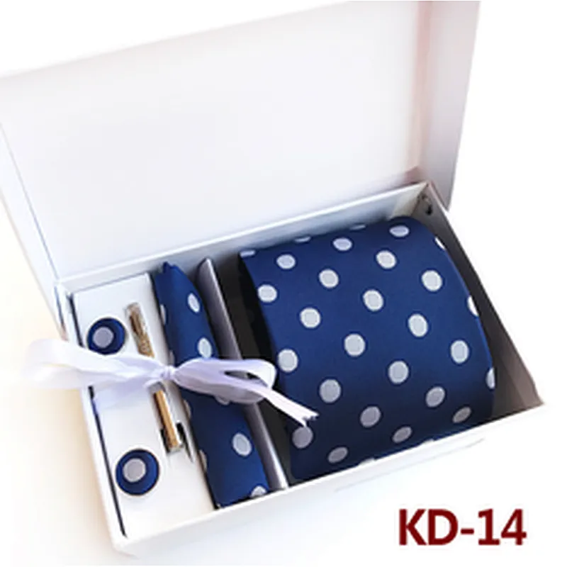 Classic Dot Neckties with Pocket Squares Custom Men Ties and Hanky Set Tie Clip Pocket Square and Cufflink Set Gift Box