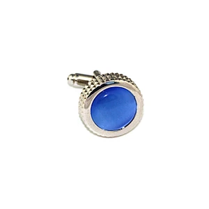 Custom men's birthday gift shiny blue cufflinks