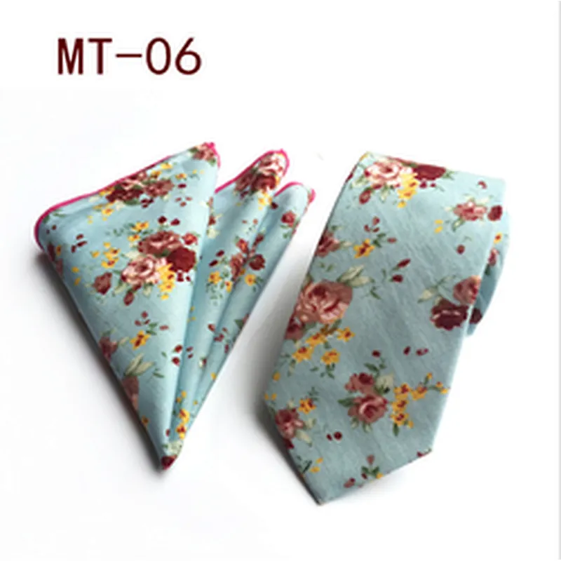 Floral Neckties with Pocket Squares Casual Neck Ties For Men Classic Men Ties and Hanky Set