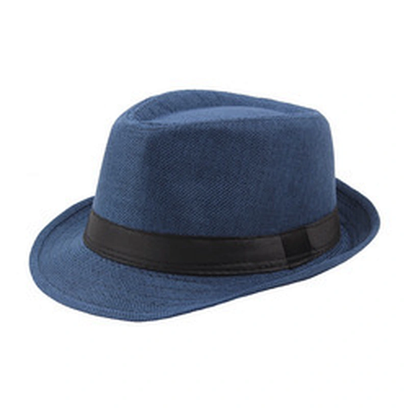 New Fashion Spring Summer Unisex Solid Color Linen Jazz Cap Fedora Hat For Decorate Beach Tourism