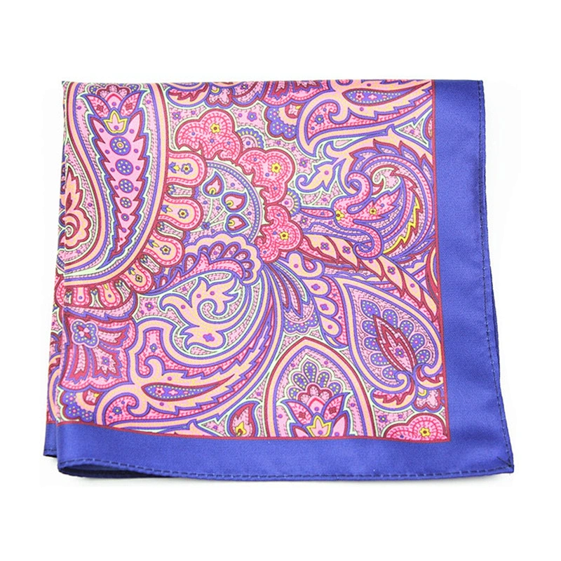 Colors Paisley Pocketsquare Brand Pocket Squares Fashion Paisley Colors Digital Printing Handkerchief for Suit Pocket 100% Silk