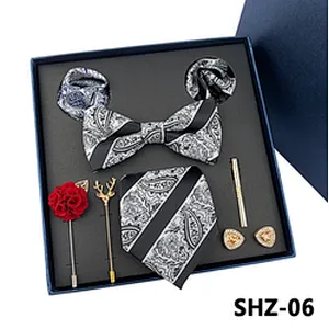 Solid Costume Cravate 8 Pieces Fashion Necktie Set Gift Box Luxury Mens Tie Sets Gift Box Paisley Neck Tie Gift Set