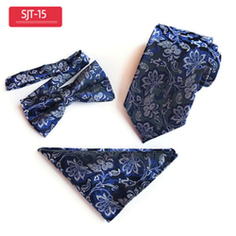 Classic Paisley Men Ties and Hanky Set Casual Neckties with Pocket Square Custom Men Bow Tie Set Handkerchief Set
