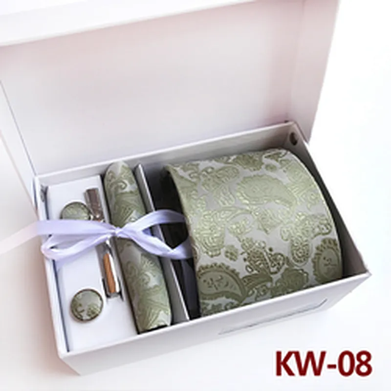 Paisley Neckties With Pocket Squares Custom Tie Pocket Square and Cufflink Set Gift Box Fashion Men Ties and Hanky Set
