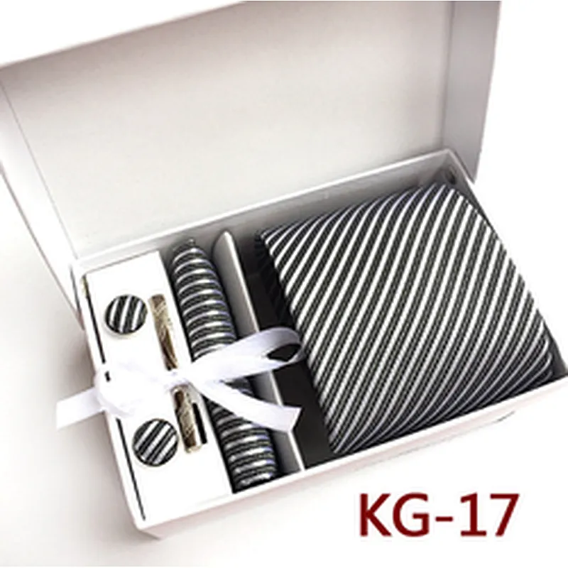 Custom Stripe Neckties with Pocket Squares Casual Men Ties and Hanky Set Tie Clip Pocket Square and Cufflink Set Gift Box