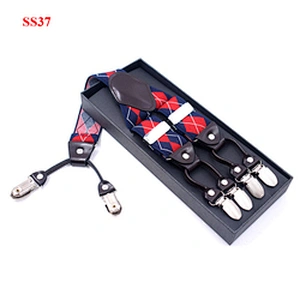 High Quality 3.5cm width elastic adjustable Jacquard Woven 6 Clip Y Shape Wedding Suspenders For Men Trousers