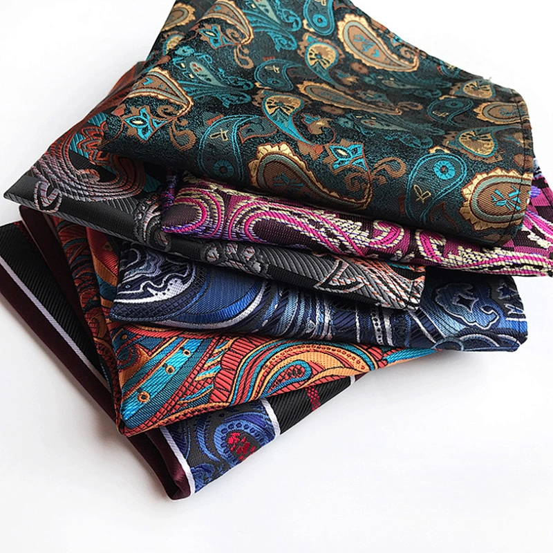 Striped Handkerchief Custom Print Soft Hanky For Men Jacquard Woven Pocket Squares For Men