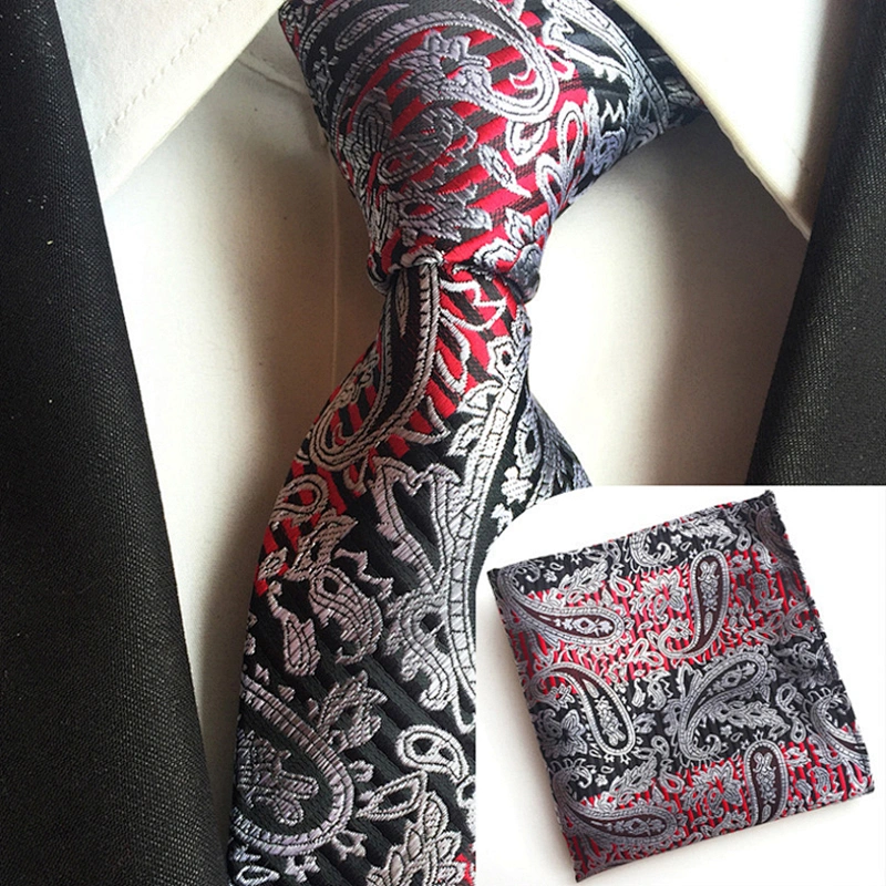 Custom Men Ties and Hanky Set Casual Paisley Neckties with Pocket Square Geometry Ensemble Cravate Mouchoirs