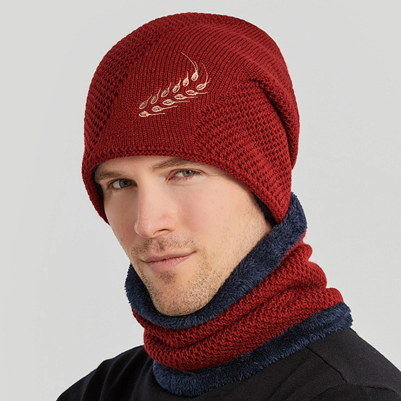 2021 fashion wholesale custom men ladies jacquard knitted winter hat and scarf set