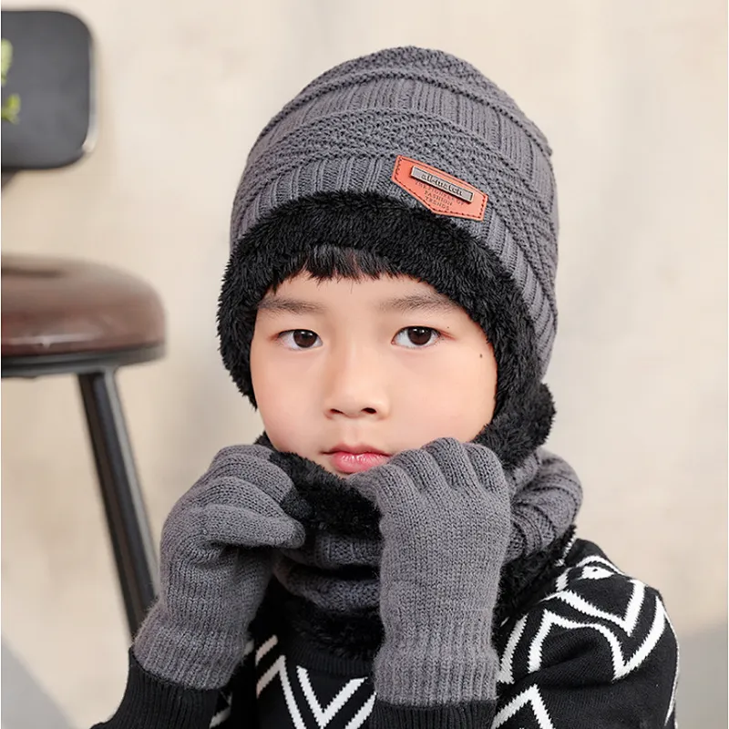 High quality children winter hats Cute Winter boy Caps knitted Boy Warm Pompom Beanies children beanie hats