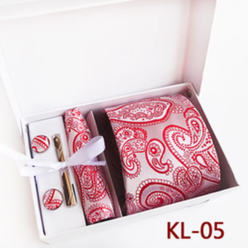 Casual Men Ties and Hanky Set Floral Tie Pocket Square and Cufflink Set Paisley Neckties With Pocket Squares