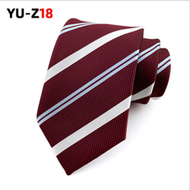 Custom Mens Neck Tie Classical Striped Necktie Wholesale Woven Jacquard  polyester tie