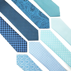 Fresh stylish polyester ties custom Navy blue gravatas slim Silk Jacquard woven grid men neckties set