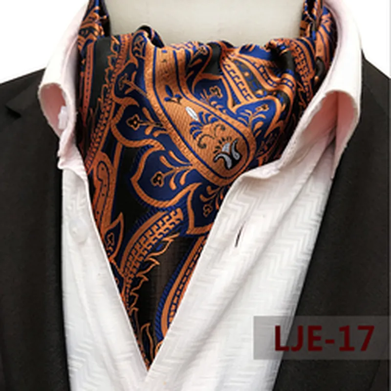 Fashion Paisley Folard Mens Ascot Casual Cravate Homme Polyester Jacquard Woven Ties For Men Italian