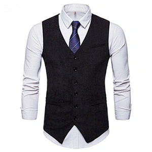 Casual Solid Chalecos Hombre Formal Men Vest Waistcoat Single Breasted Corduroy Men's Innerwear Vest Suit
