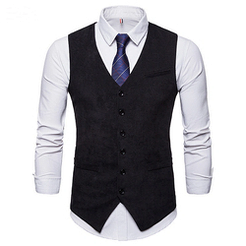 Casual Solid Chalecos Hombre Formal Men Vest Waistcoat Single Breasted Corduroy Men's Innerwear Vest Suit