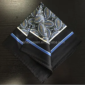 Wholesale mens hand Printing 100% silk satin Pocket Squares