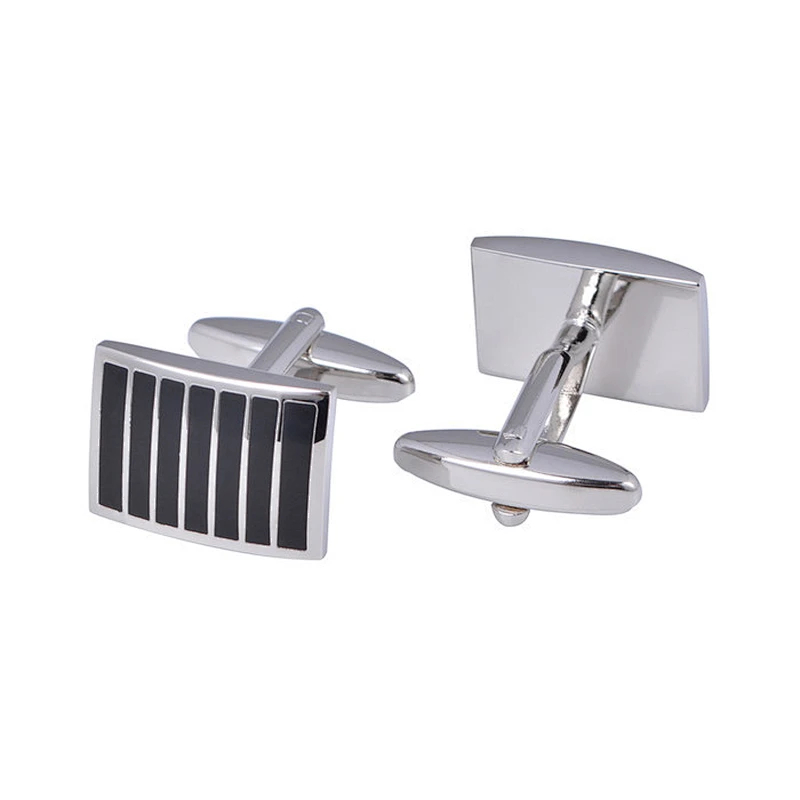 Black Cufflinks Stainless Steel for Men Cuff Links or Tie Clips Steel Plating