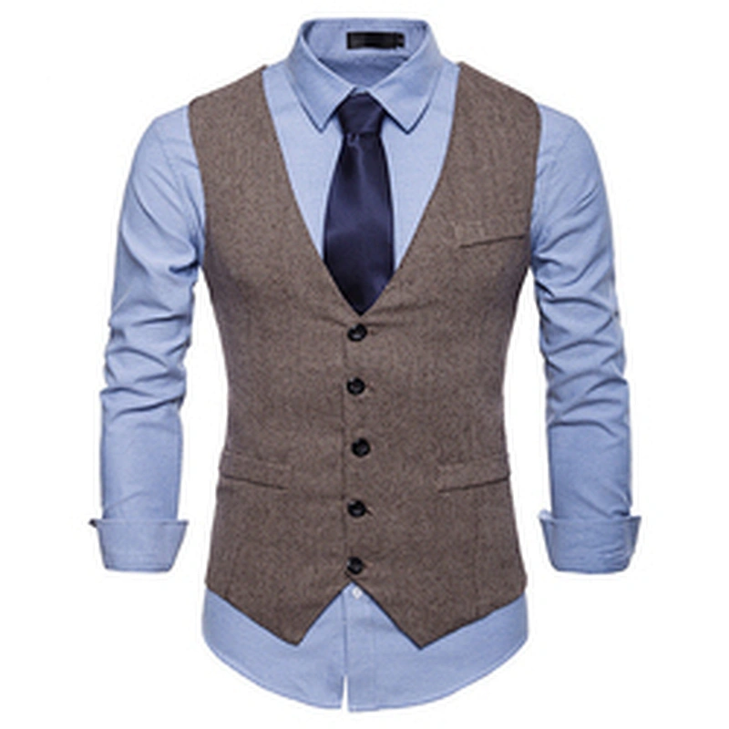 Custom Suit Vest Men Cotton Casual Solid Chalecos Hombre Formal Men Vest Waistcoat Single Breasted