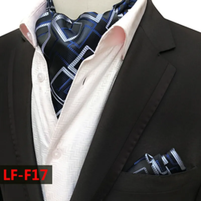 Fashion Paisley Mens Ascot Polyester Handkerchief for Men Jacquard Woven Hanky Set