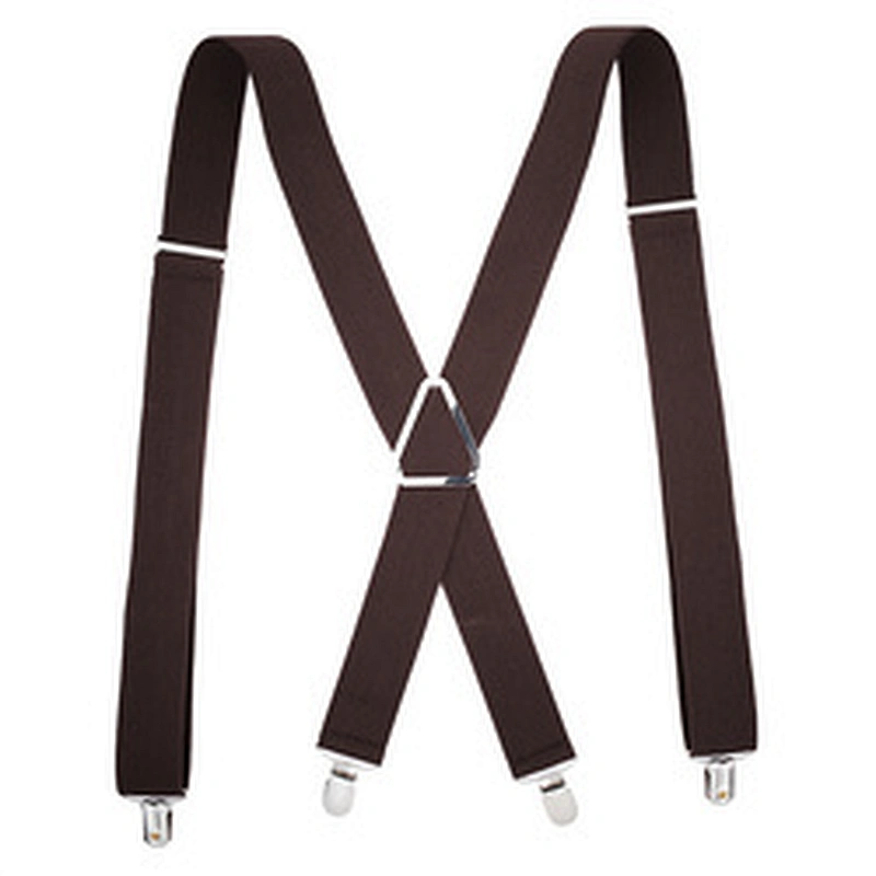 Wholesale 35mm width solid color Adjustable 4 Clip X-Back Heavy Duty Clip Mens Suspenders Elastic Pants Braces