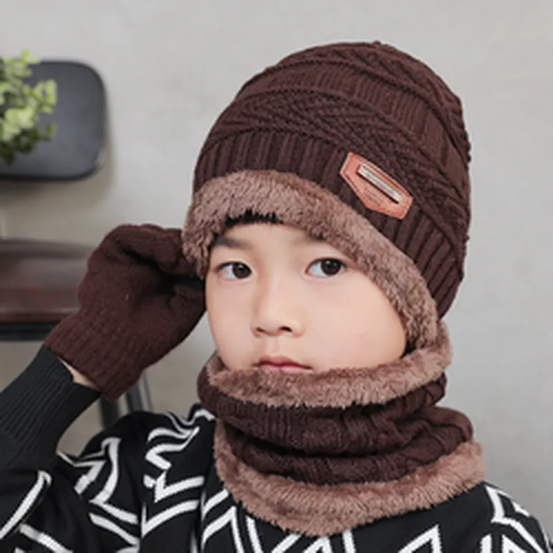 High quality children winter hats Cute Winter boy Caps knitted Boy Warm Pompom Beanies children beanie hats