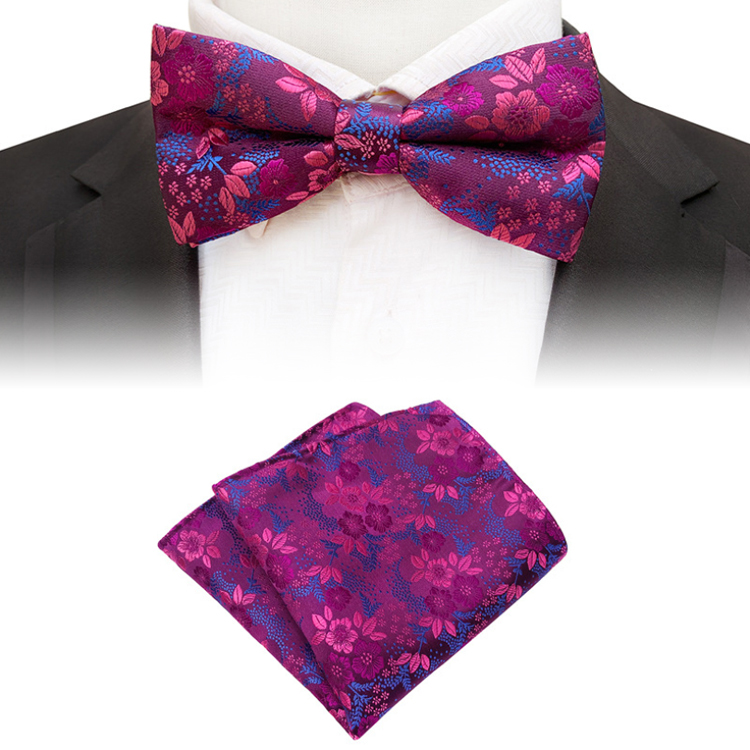 Floral Men Bow Tie Sets Handkerchief Set Custom Mens Bow Ties and Hanky Sets Fashion Pocket Squares for Men
