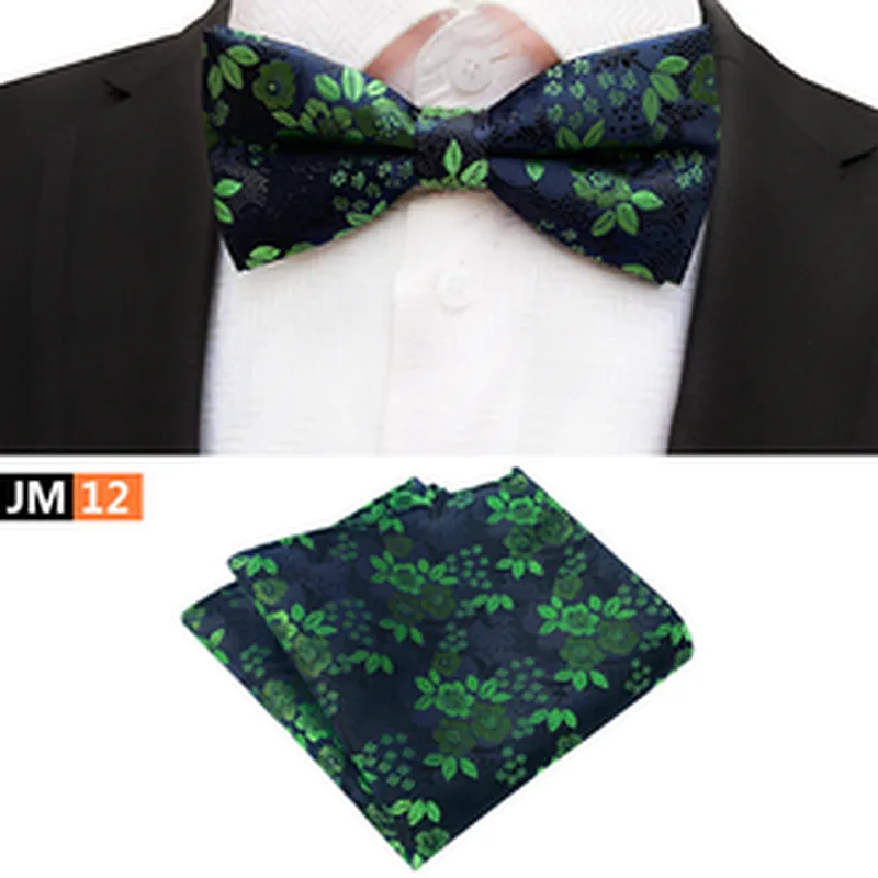 Casual Mens Bow Ties and Hanky Sets Floral Pocket Squares for Men Custom Men Bow Tie Sets Handkerchief Set