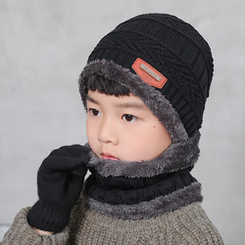 High quality children winter hats Cute Winter boy Caps knitted Boy Warm Pompom Beanies children beanie hats
