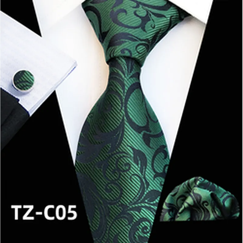 Yellow Neckties With Pocket Squares Fashion Men Ties and Hanky Set Plant Tie Pocket Square and Cufflink Set