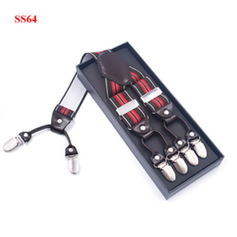 High Quality 3.5cm width elastic adjustable Jacquard Woven 6 Clip Y Shape Wedding Suspenders For Men Trousers