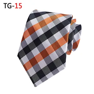 Classic Grid Corbatas Hombres Polyester Woven Neck Ties For Men Luxury Ties Men Custom Logo
