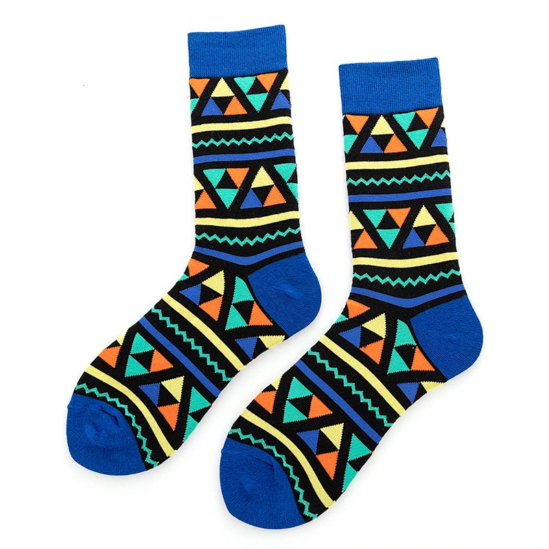 wholesale geometric pattern fashion socks Amazon hot sale socks men and women personality trend socks cotton stockings
