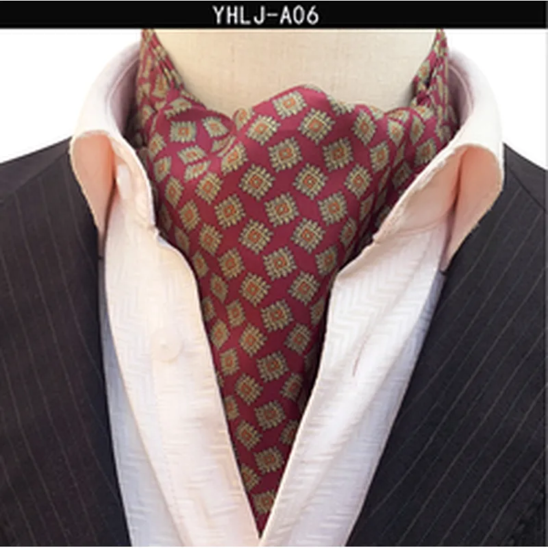 Casual Grid Folard Mens Ascot Jacquard Woven Ties For Men Italian Classic Paisley Cravate Homme