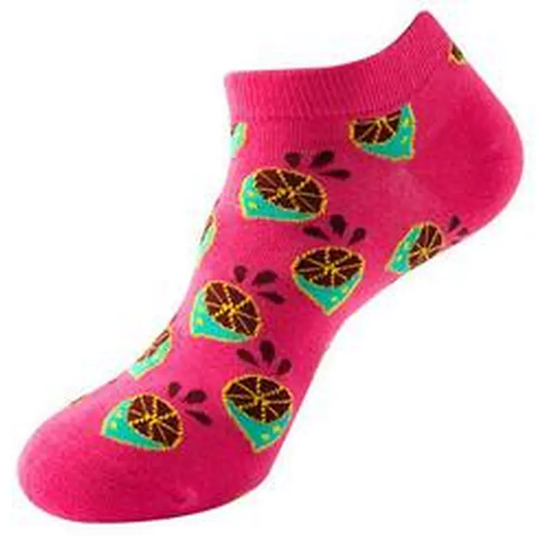 Unisex funny fashion ankle socks Low Cut Breathable Invisible Fruit Pattern Boat Ankle High Quality Socks