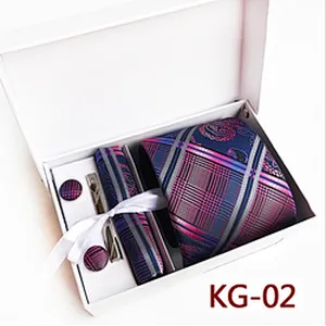 Fashion Stripe Neckties with Pocket Squares Custom Men Ties and Hanky Set Tie Clip Pocket Square and Cufflink Set Gift Box