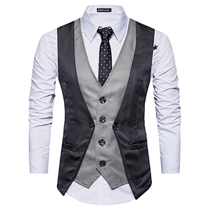 Formal Men Vest Waistcoat Single Breasted Custom Suit Vest Men Cotton Casual Navy Chalecos Hombre