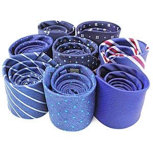 Custom Navy Blue Silk Neckties Set Popular Plain Gravata Masculina Striped Mens Ties Silk Box Set