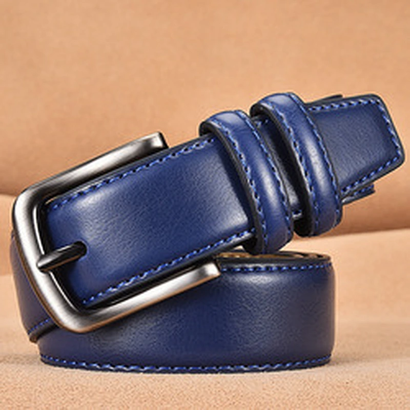 Wholesale Fashion mens Casual Adjustable Alloy Buckle Leather Belts 100% Genuine Leather Belt